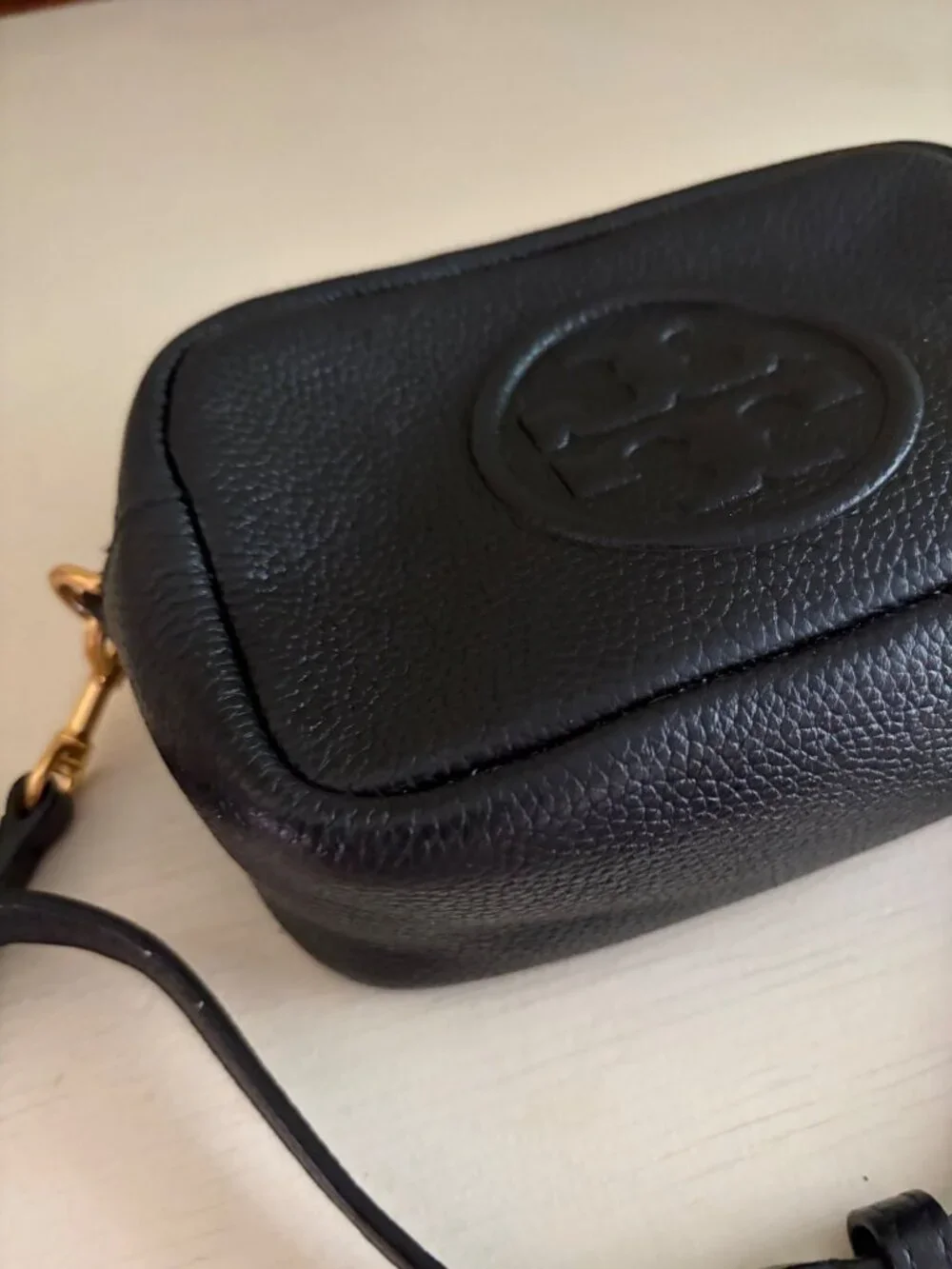 Tory Burch Perry Bombe Black Crossbody Camera Handbag